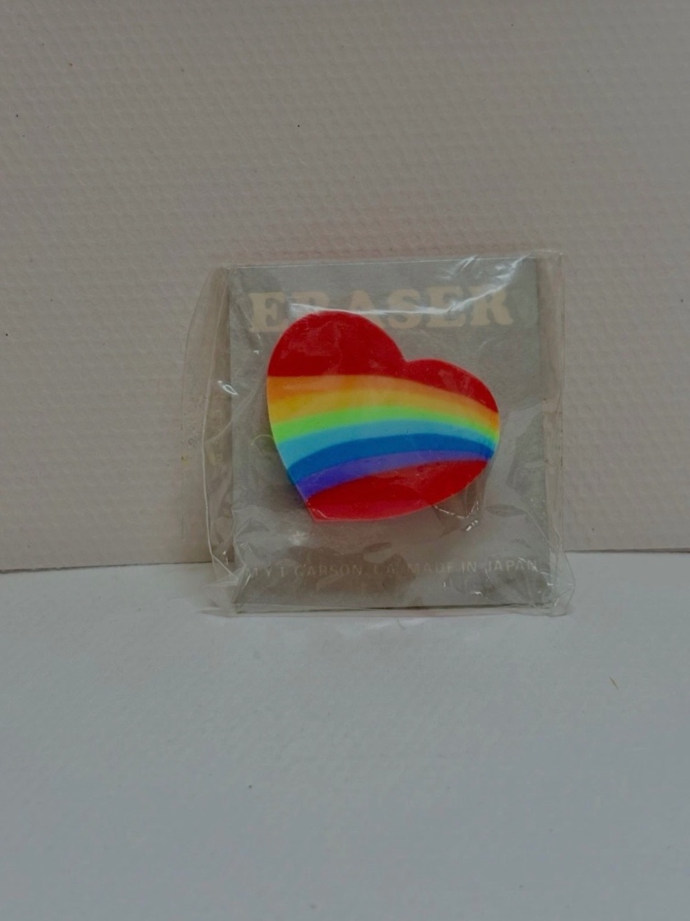 Vintage Rainbow Heart Shaped Eraser from Japan 1980s Retired Retro Stationary